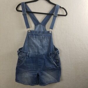H&M‎ Denim Overall Shorts Women's Size 13-14Y Blue Distressed Play soft